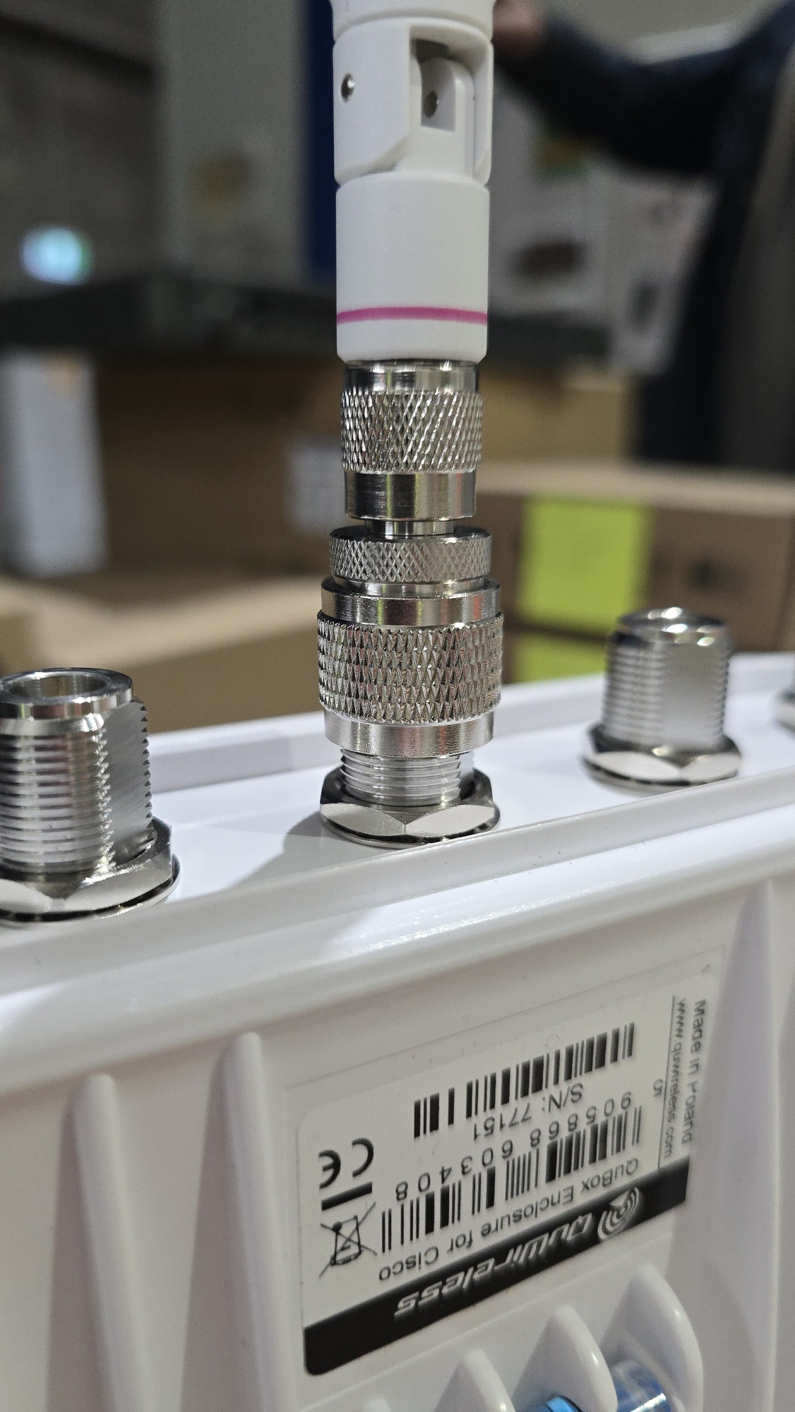 Close-up of a coaxial connector, the same category of small physical component that took down international connectivity off Samoa.