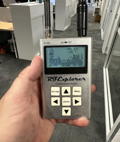 RF Explorer spectrum analyser for carrier validation