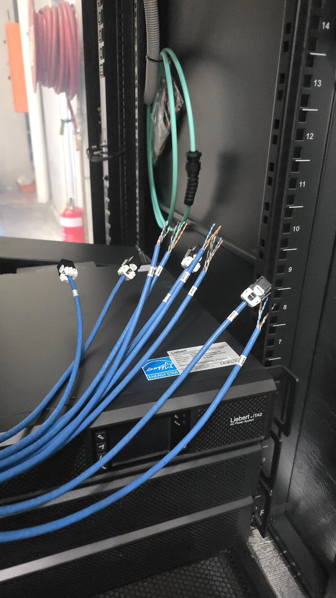 Cat6 cable terminations in progress